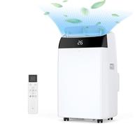 Portable Air Conditioner, 12000 BTU 4-in-1 Mobile AC with Fan, Dehumidifier, Ventilation, Dual Digital Display, Remote, 2 Fan Speeds, 24H Timer, Sleep Mode, Window