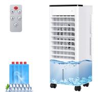 Portable Air Conditioner, 3-IN-1 Evaporative Air Cooler Humidifier Cooling Fan with 6L Dual Water Tank, 3 Speed & Mode, 1-15H Timer, 60°/120° Oscillation, Remote Control Fan Cooler for Home Office