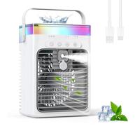 Portable Air Conditioner, 3-in-1 Evaporative Air Cooler with 3 Speeds & 2 Mist Modes, 1000ml Mini AC Unit, USB Powered Small Cooling Fan with RGB Light & Timer for Bedroom Office Desk Car