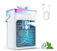 Portable Air Conditioner, 3-in-1 Evaporative Air Cooler with 3 Speeds & 2 Mist Modes, 1000ml Mini AC Unit, USB Powered Small Cooling Fan with RGB Light & Timer for Bedroom Office Desk Car
