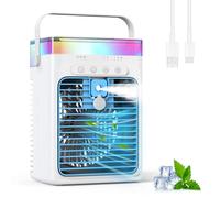 Portable Air Conditioner, 3-in-1 Evaporative Air Cooler with 3 Speeds & 2 Mist Modes, 1000ml Mini AC Unit, USB Powered Small Cooling Fan with RGB Light & Timer for Bedroom Office Desk Car