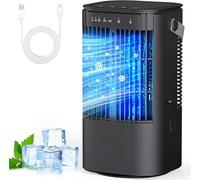 Portable air conditioner, 4-in-1 Mini Air Conditioner Small Evaporative Air Cooler with 1000ml Water Tank, 3 Speeds, Adjustable wind direction, 7 Color Lights, Suitable for Offices, Bedrooms