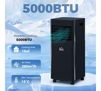 Portable Air Conditioner 4 Modes LED Display 24 Timer Home Office Black [EEK: A]