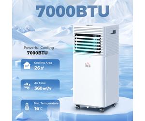 Portable Air Conditioner 4 Modes LED Display 24 Timer Home Office White