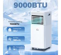 Portable Air Conditioner 4 Modes LED Display 24 Timer Home Office White [EEK: A]