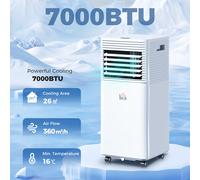 Portable Air Conditioner 4 Modes LED Display 24 Timer Home Office White
