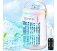 Portable Air Conditioner, 5 in 1 Air Cooler Mini Air Conditioner Fan with Spray & Colorful Night Light, Portable Air Cooler for Home, Office, Travel, Adjustable Wind Speed Spray Mode, 1400ML