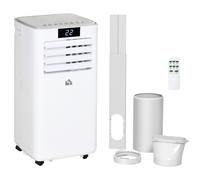 Portable Air Conditioner 7000BTU White Compact Plastic 4-Mode w/ Remote Wheels
