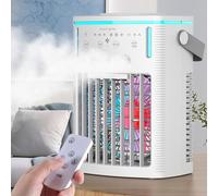 Portable Air Conditioner,Air Conditioning Unit Cooling Fan Evaporative Airs Cooler with Remote Control Night Light 1000ML Water Tank 8.5W Rechargeable Mini Airs Conditioner for Home Bedroom Office