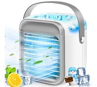 Portable Air Conditioner, Air Cooler with 300ml Water Tank, 3-in-1 Free Standing Cooling AC Unit with Fan & Dehumidifier, 3 Speed 7 Color Lights Oscillating Cooling Fan for Desk, Home, Bedroom, Office