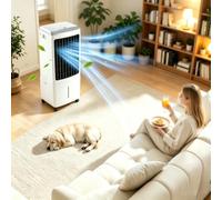 Portable Air Conditioner Cooling Fan, 4-in-1 Mobile Evaporative Air Cooler with Remote, Quiet 4 Wind Speeds & 3 Spray Modes, 7.5H Timer, Personal Air Cooler Fan for Home,Office