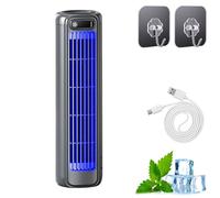 Portable Air Conditioner Cooling Fan, Rechargeable Air Conditioner with 3 Speeds & LED Touch Screen, Wireless Charging Air Conditioner for Bedroom Desktop Home Room Office (Grey)