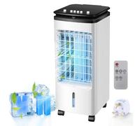 Portable Air Conditioner - Double Water Tanks with 4 Ice Crystals, 3-in-1 Mode Cooling/Humidifier/Fan, 3 Speeds & Timer, 90° Auto Swing, 70W Energy Saving, for Home Office Bedroom (Mechanical)
