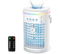 Portable Air Conditioner Fan,Personal Mini Cooler Humidifier,3-Speed Evaporative Air Cooler 7 Color Lights,1400ml Cordless AC Desktop Spray Air Conditioner Remote Control Cooling Fan