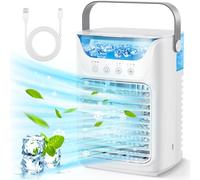 Portable Air Conditioner For Car,Air Cooler For Bedroom,Office Bedroom Personal Deskportable, Air Conditioner Cooler Wind Cooling Fan In 4-In-1,700ml Water Tank 2-6h ,Usb Powered,Ultra-Quiet
