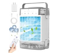 Portable Air Conditioner, Personal Evaporative Air Cooler, 1600mL Dual Tank, 2 Mist Modes & 55dB Ultra-Quiet, USB Powered Desk Cooling Fan with 7-Color Mood Lighting for Office/Bedroom