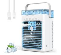 Portable Air Conditioner, Personal Evaporative Air Cooler, 3-Speed Small AC Fan, 8H Auto-off, Mini Air Conditioner, Mobile Air Conditioners for Car, Desktop, Camping, Bedroom, Office