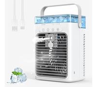 Portable Air Conditioner, Personal Evaporative Air Cooler, 3-Speed Small AC Fan, 8H Auto-off, Mini Air Conditioner, Mobile Air Conditioners for Car, Desktop, Camping, Bedroom, Office