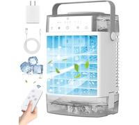 Portable Air Conditioner, Personal Evaporative Air Cooler with Dual Tank, 2 Mist Modes, 3 Wind Speed, USB Powered Desk Cooling Fan with 7-Color Mood Lighting for Office/Bedroom