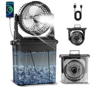 Portable Air Conditioner Quiet 9000 ml Camping Fan Air Cooler 20000 mAh Rechargeable Battery Misting Fan with 4 Speeds, 4 Fog Modes, 2-8H Timer and LED