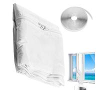Portable Air Conditioner Window Seal with Non-Slip Two-Way Zippers for Mobile Air Con Units & Tumble Dryers, 300/400cm Universal ai r con Window Seal Kit,Waterproof UV Resistant