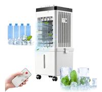 Portable Air Conditioner With 15l Removable Water Tank, Powerful Cooler Fan Ac Unit, 3 Speeds, 1-12h Timer, 4 Ice Boxes, Remote Control For Home Office Bedroom Living Room