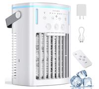 Portable Air Conditioners, 2025 Upgraded 4-IN-1 Cooling Fan, 1000ml Evaporative Air Cooler with 3-Speeds, 3-Level Humidify, 7-Color Night Light, 2-8H Timer, Personal AC Unit for Bedroom Office (White)
