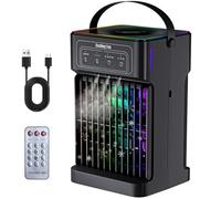 Portable Air Conditioners, 2026 Upgraded 4-IN-1 Quiet Portable AC Unit with Remote, 1100ML Tank Evaporative Air Cooler, 7 Color Light Personal Mini Air Conditioner for Bedroom,Office, Camping, Car,RV