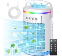 Portable Air Conditioners Fan, 3 Speeds Evaporative Mini Air Conditioner with 7 Colors Light,1400ml Personal Air Conditioner, Portable AC Air Cooler with Humidifier for Room Bedroom Office Desk