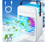 Portable Air Conditioners Fan, Touch Screen Evaporative Air Cooler Humidifier, USB Personal Mini Air Conditioner - 4 Speeds 2 Cool Mists & 3 Timers Desktop Cooling Fan for Room Camping Car Office