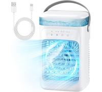 Portable Air Conditioners, Personal Mini Air Cooler Cooling Fan with 3 Speeds, 1L Evaporative Air Conditioner, 7 LED Light, 2 Cool Mist Air Conditioners Humidifier Fan Room Bedroom Office (White)