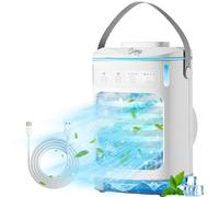 Portable Air Conditioners, SMLEGFT Evaporative Air Cooler with 3 Speeds & 2/4/6/8H Timer, 7 Color Light & 900ml Large Tank, Dual Mist Spray & Dual Icebox, Personal Air Conditioner for Bedroom Office