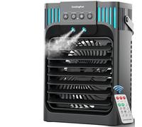 Portable air conditioners with remote control, silent with 3 speeds, cooling fan of 1200 ml Personal Air Cooler Fan with 3 Mist, 7 Night Light, 8H Timer, Small Air Conditioner for Bedroom Office