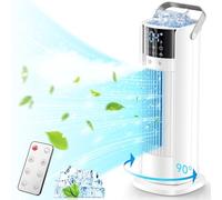 Portable Air Conditioning Tower Fan, 16 Inch Evaporative Air Cooler with Remote Control, 90° Oscillating & 4 Wind Speeds, Cool Mist & 2-10H Timer, Touchscreen Cooling Fan Air Conditioner