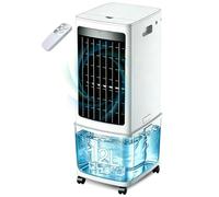 Portable Air Cooler 12L, Mobile Air Conditioning Unit with Remote Control, 45W Energy Saving Bladeless Tower Fan, 7.5H Timer, Oscillation, Quiet Cooling with 4 Ice Packs for Home Office Bedroom