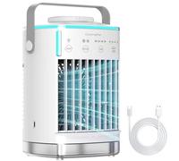 Portable Air Cooler, 3-in-1 Air Cooler, Mini Air Conditioner With 4 Wind Speed & 7 Colour Lights & 700ml Water Tank&2-8H Timer, Personal Evaporative Air Conditioner Fan for Home, Office, Bedroom