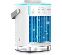 Portable Air Cooler, 3-in-1 Air Cooler, Mini Air Conditioner With 4 Wind Speed & 7 Colour Lights & 700ml Water Tank&2-8H Timer, Personal Evaporative Air Conditioner Fan for Home, Office, Bedroom