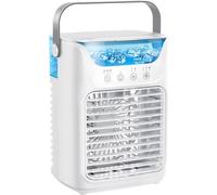 Portable Air Cooler, 4-in-1 Mini Air Cooler With 3 Wind Speed & RGB 7 LED Light & 700ml Water Tank 2-6H Timer, Air Conditioner for Home, Office, Bedroom [Energy Class A+]