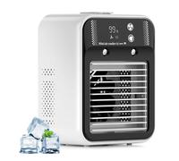 Portable Air Cooler, 4-in-1 Rechargeable Cooling Fan with Mist & 3 Speeds, Digital Display for Home Office Camping