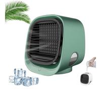 Portable Air Cooler, Air Conditioner, Cordless Fans Rechargeable with Tank & LED Nightlight, 3 Speeds, Instant Cooling, For Bedroom, Office and Camping (Green)