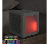 Portable Air Cooler Cube, Color Changing Ice Cube Mini Air Cooler Fan, 2 x 300ml Freezable Water Tanks, Upto 8 Hours Humidfier and Cool Air, 3 Speed Settings, White