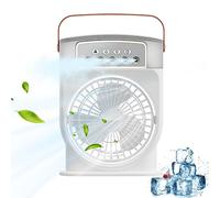 Portable Air Cooler Evaporative Fan with 3 Wind Speed AC Unit Desk Fan with Mist and Night Light USB Rechargeable Humidifier Cooling with 600ML Water Tank White
