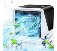 Portable Air Cooler, Mini Air Conditioner, 4-in-1 Personal Evaporative Air Cooler, 3 Wind Speed Desktop Cooler Fan, Portable Air Conditioner with 7 Colours LED Lights, Suitable for Home Office Room