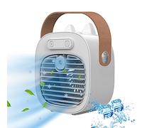 Portable Air Cooler,Mini Air Conditioner USB Rechargeable Air Cooler 3 Speed Modes,Personal Air Conditioner Desktop Ice Fan Humidifier Room Coolers for Bedroom,Office (for plug-in use（with handle）)