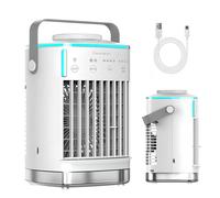 Portable Air Cooler, Mini Air Conditioner with 4 Wind Speeds, 2 Mist Settings, 7 Colour Lights, 2-8H Timer for Home, Office, Bedroom, Desktop