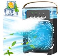 Portable Air Cooler - Portable Air Conditioner Small Quiet Personal AC,USB Powered Mini Desktop Cooling Misting Fan, 1/2/3 H Timer, 3 Speeds,360°Adjustment,for Office, Home, Room,Desk,Car - Black