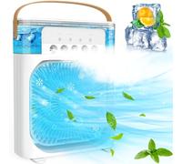 Portable Air Cooler - USB-Powered Mini AC for Office, Home, and Car, with 3 Speeds, 360° Adjustment, and 1/2/3 Hour Timer - White