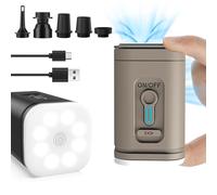 Portable Air Pump for Inflatables, 300L Mini Air Pump with Camping Lantern, 1200mAh Rechargeable Air Mattress Pump, Quick-Fill Inflate & Deflate for Swimming Ring, Air Beds, Pool Floats (Khaki)