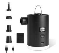 Portable Air Pump with Camping Light, Mini Electric Pump for Inflatables, High Flow 300L/min, 3600mAh Battery, Fast Inflate Deflate for Sleeping Pads, Vacuum Bags, Pool Floats