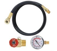 Portable Air Tank Accessories Kit with Gauge Manifold Hose Valve for Tire Inflation and Pressure Monitoring - for durable Metal Fittings Set